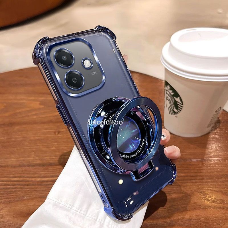Oppo A5 Pro 2025 ปลอกอ่อนสําหรับ Oppo A6 A5 Pro A3Pro A3X A3 A5Pro A6Pro 4G 5G Clear Jelly เคสกันกระแทกพร้อมขาตั้งแม่เหล็กหนาถุงลมนิรภัยกันชนฝาครอบโทรศัพท์ Shell - รูปที่ 5