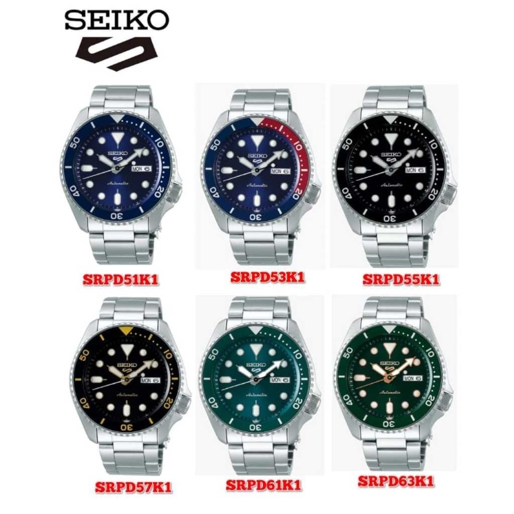 100% Seiko 5 Sports SRPD63K1 / SRPD61K1 / SRPD51K1 / SRPD55K1 / SRPD57K1 /SRPD53K1 อัตโนมัติเงินสแตน