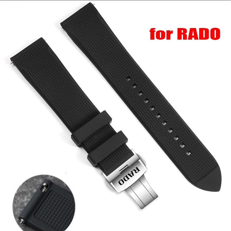 สายนาฬิกายางซิลิโคนอ่อน 14-24 มม. สําหรับ Rado Captain Cook/DiaStar/Cerata - สายรัดทดแทนผีเสื้อ
