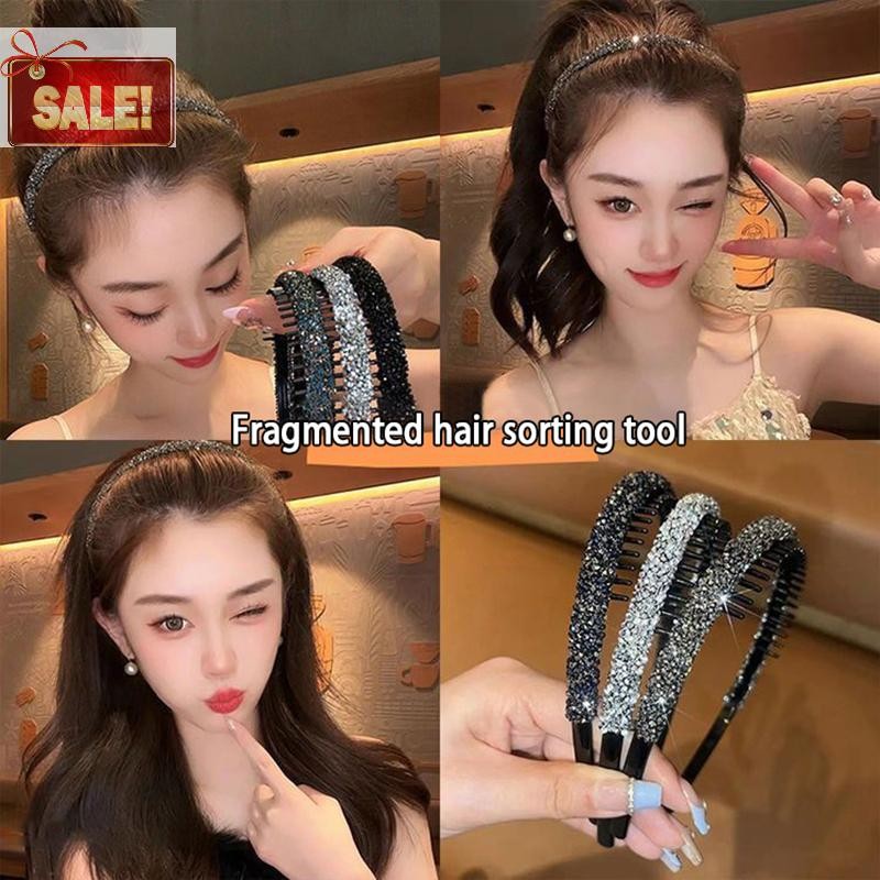 BL ลื่น Rhinestone ผม Hoops ผู้หญิงฟันยืดหยุ่น s สําหรับผู้หญิงเงาหรูหราผม Hoops A