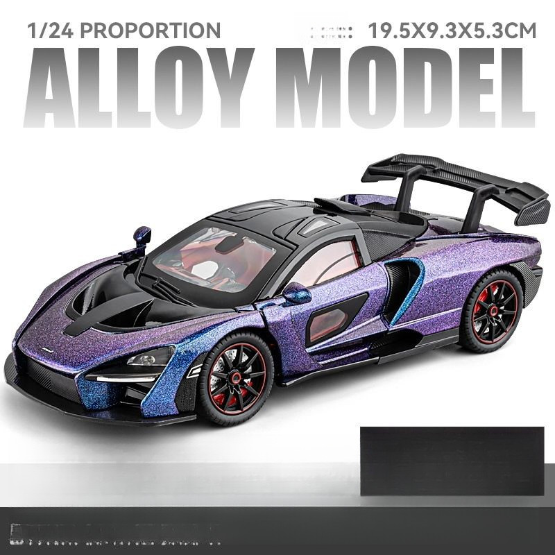 รถโลหะผสม Senna GTR ขนาด 1:24 ประสิทธิภาพสูง จำลองรถจริง ของตกแต่ง TJVX