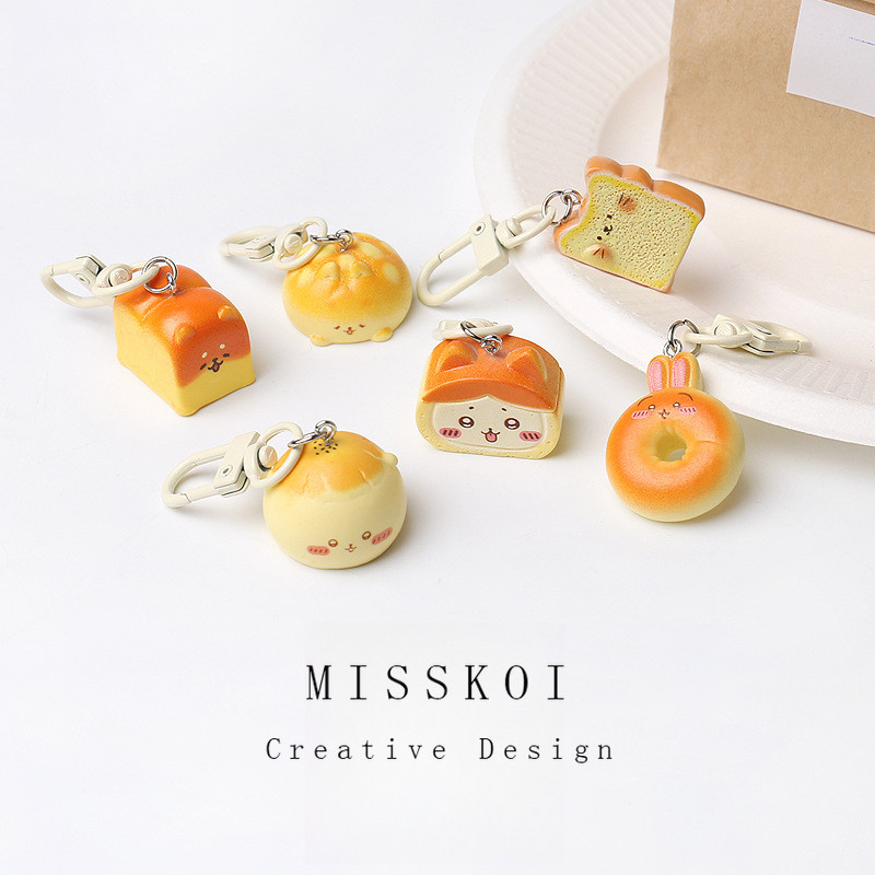 MISMEMO chikawa ของหวานขนมปังพวงกุญแจจี้ตลกอาหารกระเป๋าเป้สะพายหลังจี้สร้างสรรค์ทุกการแข่งขันอุปกรณ์เสริมที่ไม่ซ้ําใคร