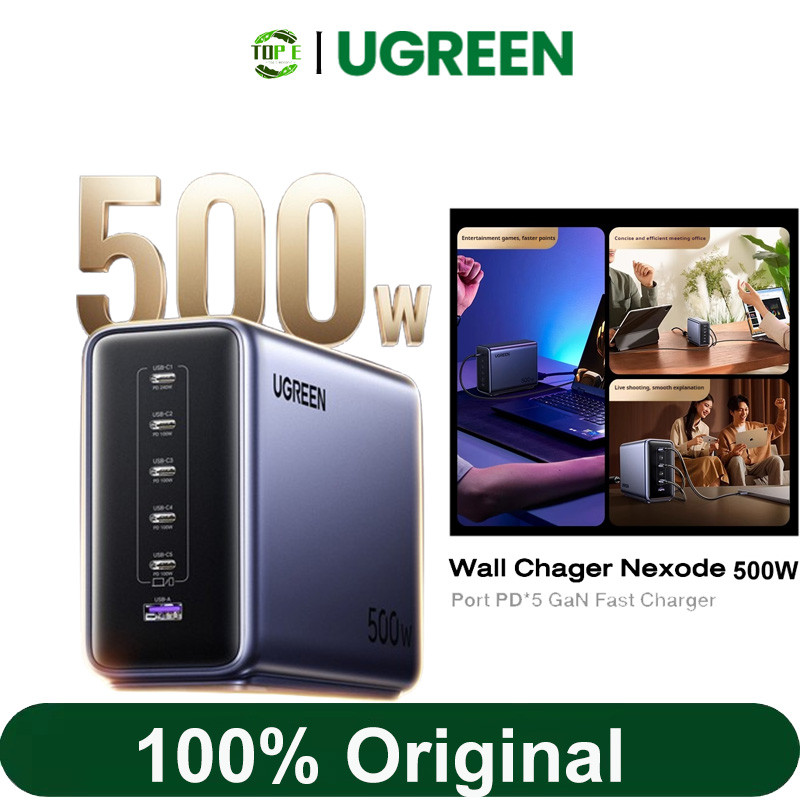 UGREEN 500W USB C Charger 6 พอร์ต PD3.0 240W Max พอร์ตเดียว Fast Charger แท่นชาร์จเดสก์ท็อป GaN Char