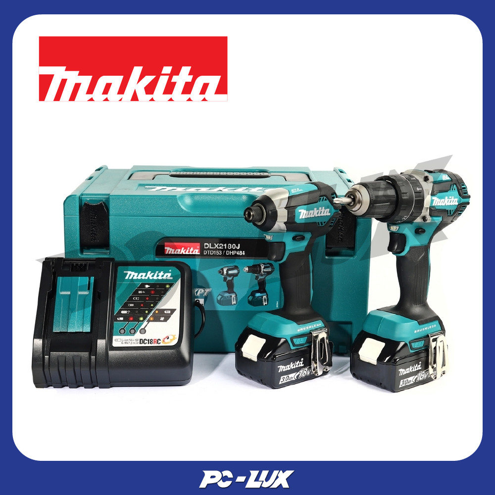 MAKITA ชุด Combo สว่านกระแทก + สว่านไขควงกระแทกไร้สาย 18 โวลต์ รุ่น DLX2180J