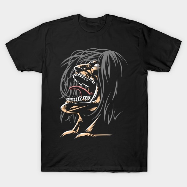 เสื้อยืด Attack on Titan Eren Yeager Fierce Titan Roar T-Shirt แท้ Cotton 100% สีดำ ต้านทานรอยยับ ใ