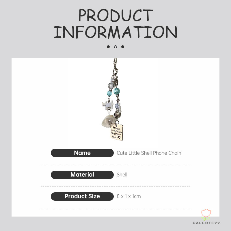 เปลือกสายคล้องมือสร้อยเชือกโซ่โทรศัพท์มือถือเชลล์ จี้โทรศัพท์รูปเปลือกหอยแมวน้อยน่ารักและสร้างสรรค์ สายคล้องโทรศัพท์-CY - รูปที่ 6