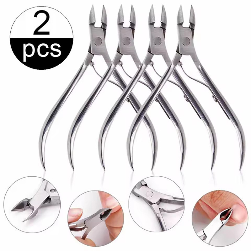 1/2 ชิ้นสแตนเลสสตีลเล็บ Clipper Dead Skin เครื่องมือ - Pointed Cuticle Remover กรรไกรตัดเล็บ