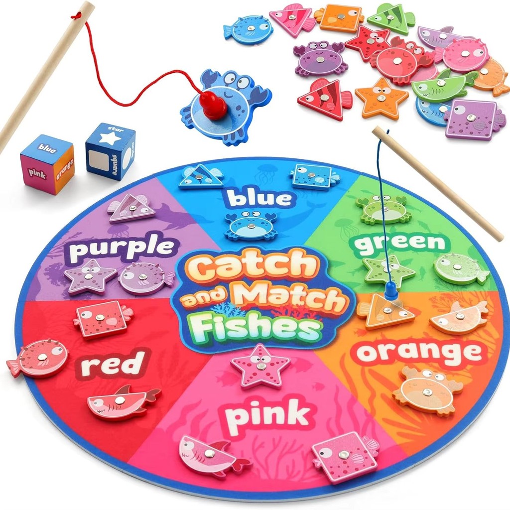 Montessori ของเล่นสําหรับเด็กวัยหัดเดินสี Sorting Shape Matching ของเล่นแม่เหล็กตกปลาเกม Fine มอเตอร์ของเล่นก่อนวัยเรียนของขวัญการศึกษา