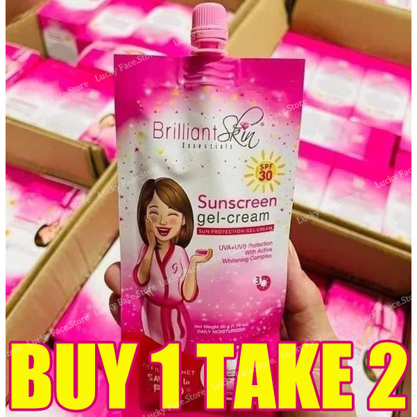 BUY1Sache 2 BRILLIANT SKINSUNBLOCK ครีมกันแดดเจลครีม SPF30 UV สําหรับ Even Skin Tone 50g ปกป้อง TAKE