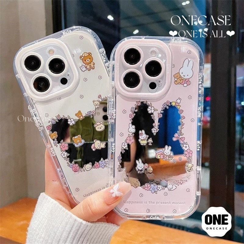 ปลอกหุ้ม สำหรับ IPhone 16 12 15 13 14 11 Pro Max 7 8 SE 2020 XS MAX XR X 14 15 7 8 16 Plus การ์ตูนกระต่าย หมีตัวน้อย เคส