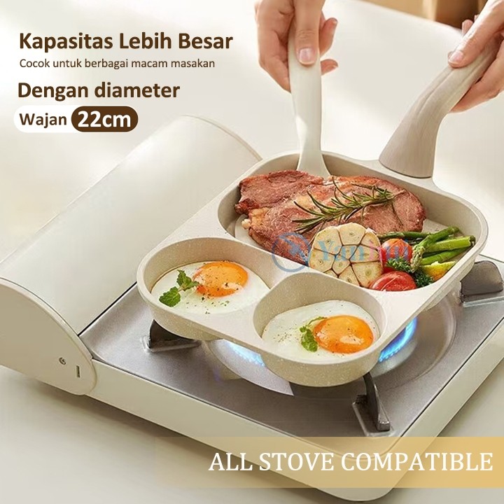 3IN1 กระทะไข่แพนเค้ก Omlet Pan อาหารเช้า Non-Stick ไส้กรอกผักแพนเค้ก Martabak