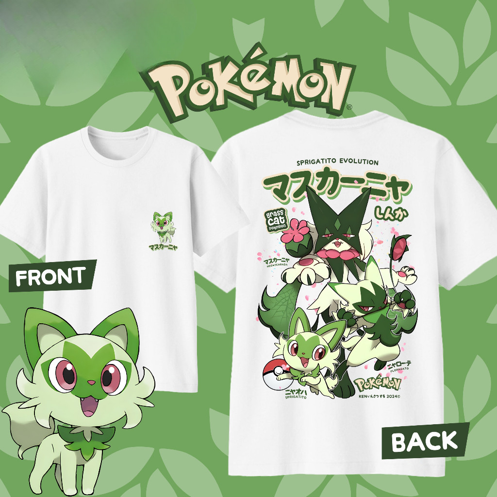 เสื้อยืด Pokemon Meow Evolution สไตล์คาジュアル เหมาะสำหรับสวมใส่ทุกวัน แขนสั้น ผ้าฝ้ายแท้ Unisex แฟชั่นที่ไม่เหมือนใคร