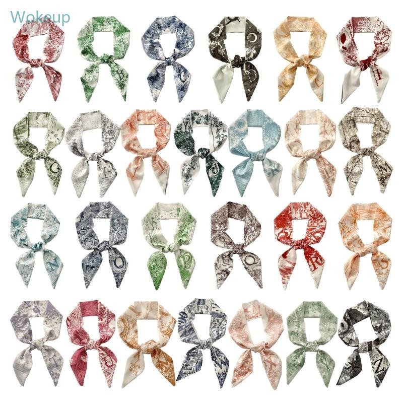 Wake Skinny ผ้าพันคอ Letter ผ้าพันคอผ้าพันคอผม Scrunchies วงผมฝรั่งเศสซาตินแฟชั่นผมริบบิ้นผ้าพันคอริบบิ้นตกแต่ง