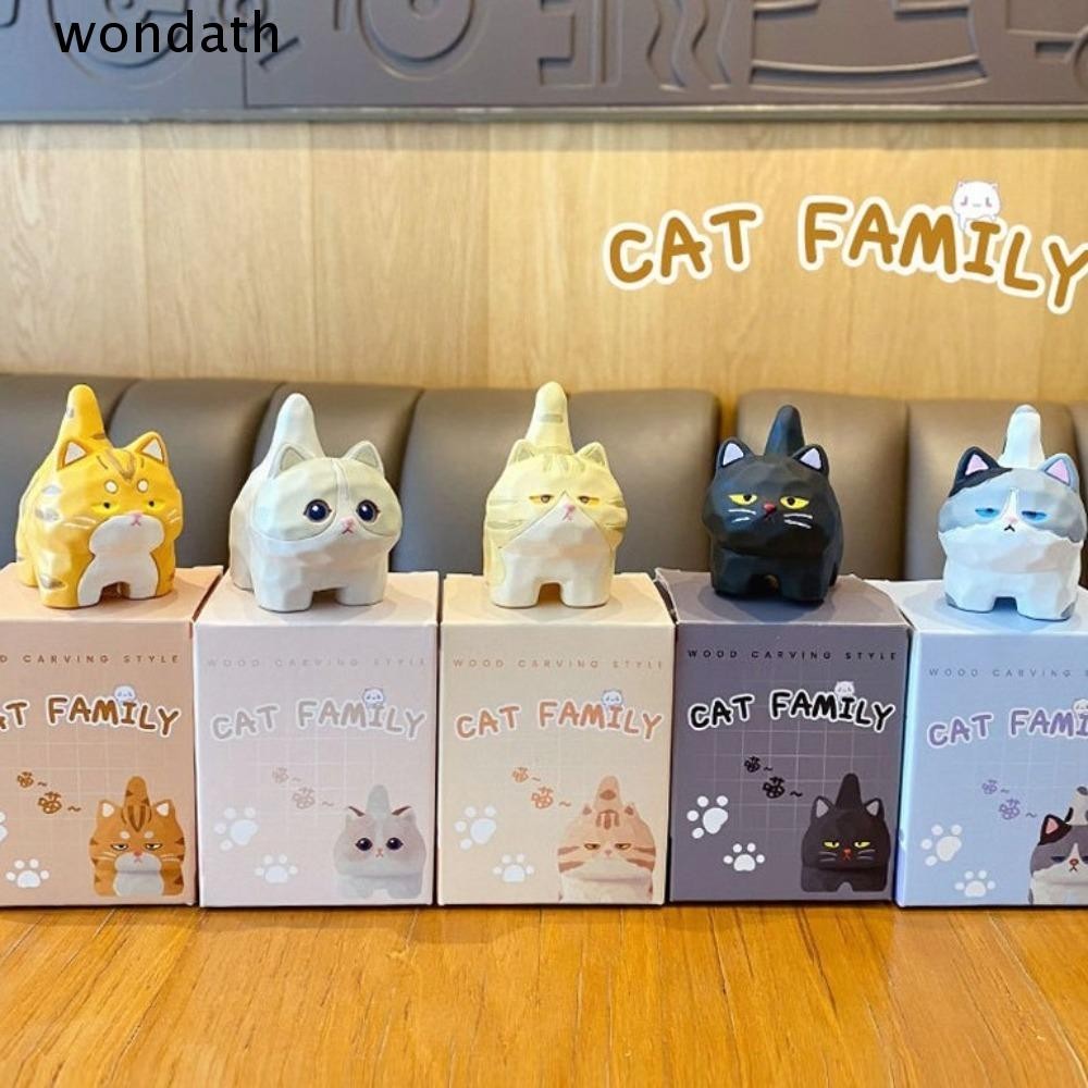 Wonda Cat Model Figurines ตกแต่ง, ของเล่นแมวเรซิ่นแมวอะนิเมะรูป, Kawaii รุ่น Q แมวครอบครัวน่ารักตุ๊กตาเดสก์ท็อป