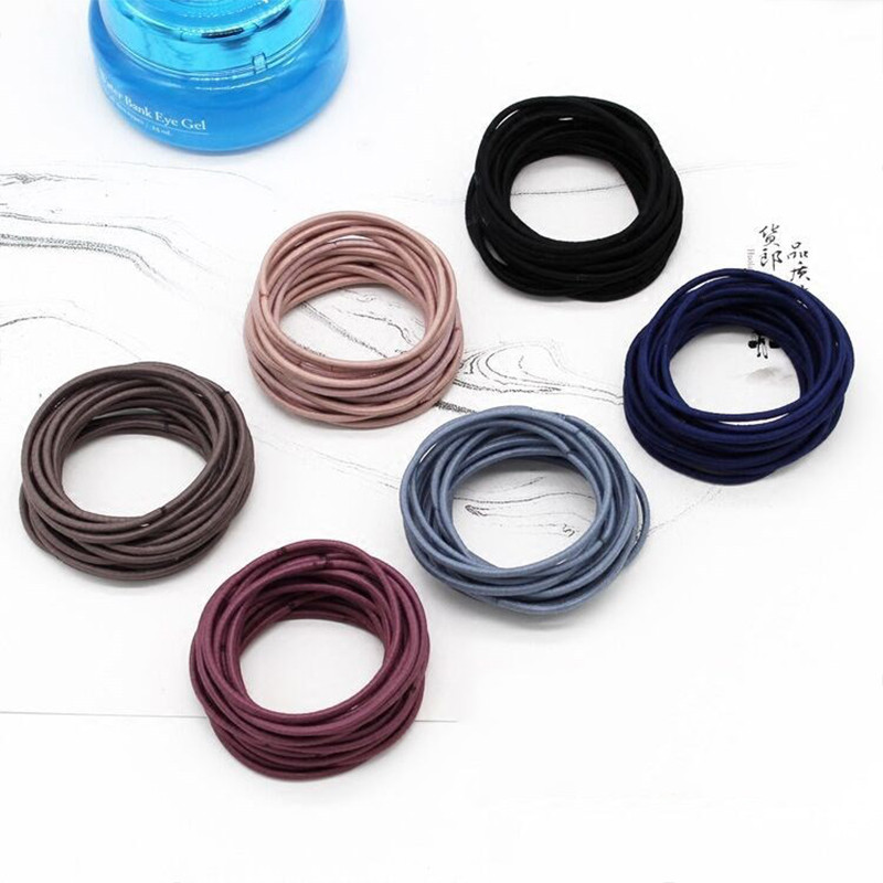 COD❤️2mm ไม่มีรอยต่อแหวนผมสไตล์เรียบง่าย Macaron สีเชือกหัวขนาดเล็ก-a.one