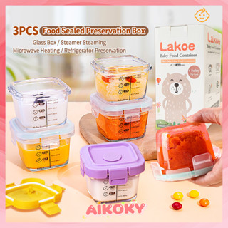 AIKOKY กล่องข้าว กล่องแก้วเก็บอาหาร แก้ว อาหารทารกแช่แข็ง ถ้…