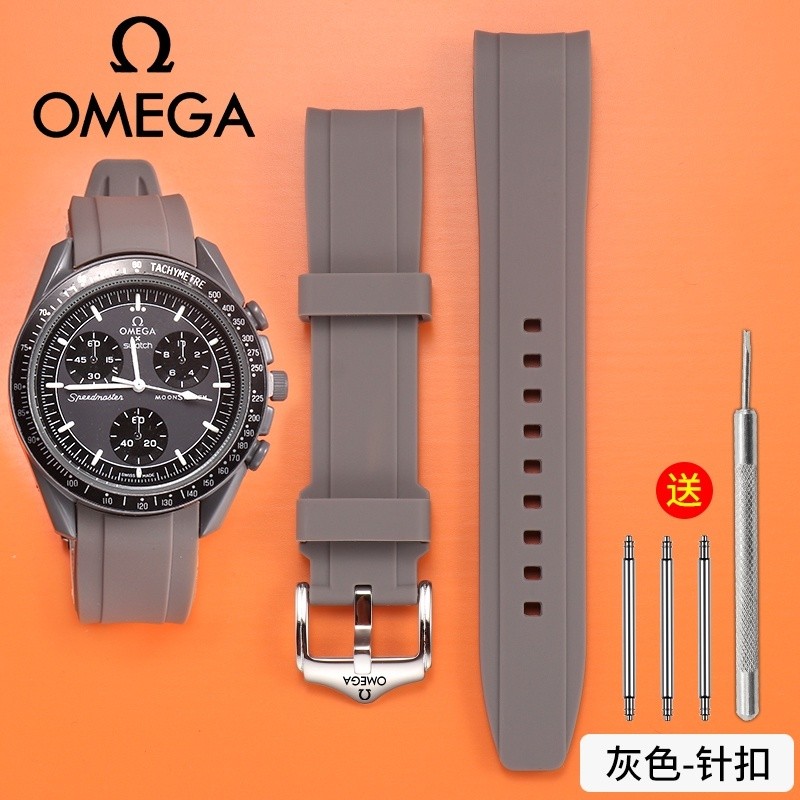สายนาฬิกาซิลิโคนปลายโค้งขนาด 22 มม. 20 มม. สําหรับ Omega x moonswatch กีฬาสร้อยข้อมือกันน้ํานาฬิกาเปลี่ยน