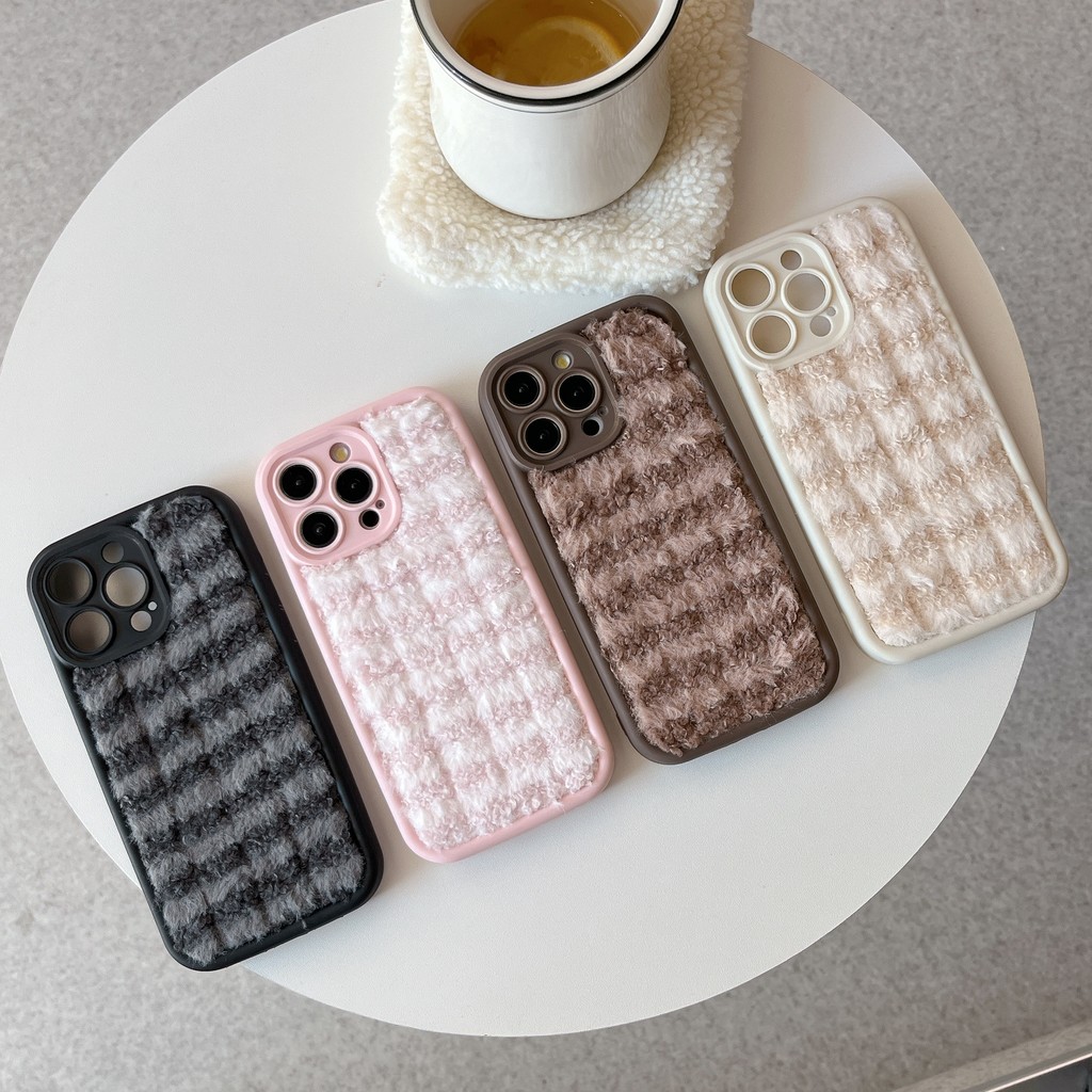 เคส VIVO V40 V30 V29 V27 V27E Y72 Y76 Y16 Y36 Y27 Y27S Y20 Y15 Y15S Y15A Y78 Y12 Y17 Y19 Y20S G Y12A Y12S Y20i Y52 Y77 V20 V23 PRO V23E 5G เคสใส่โทรศัพท์น่ารัก Splicing Grid Plush Case