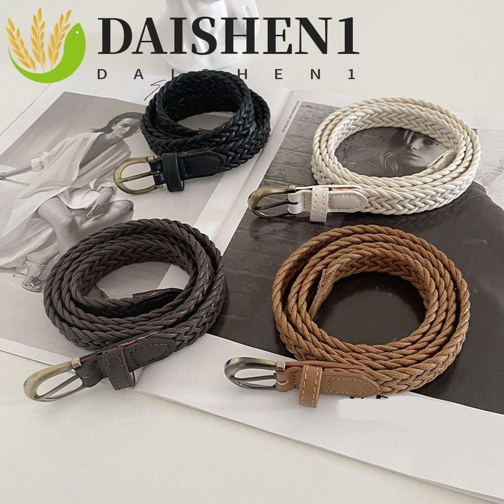 Daishen1 เข็มขัดสาน เรียบง่าย วินเทจ หนัง Pu เข้ากับทุกการแต่งกาย ชายหาด อุปกรณ์ตกแต่งผู้หญิง โซ่เอว