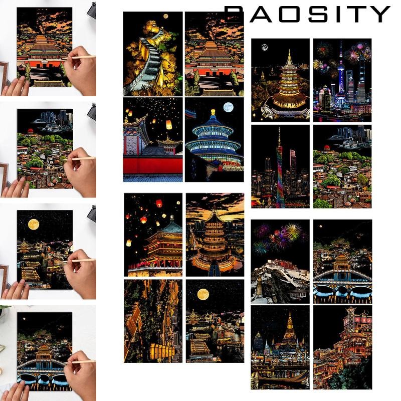 [Baosity] กระดาษขูด 4x กระดาษวาดรูป Creative พร้อมไม้แท่ง
