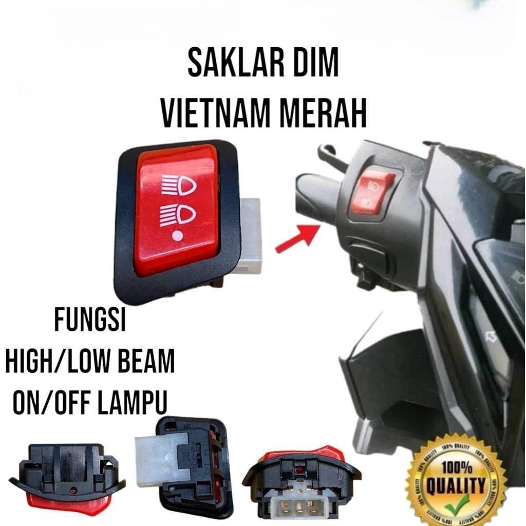 MERAH TOMBOL Vietnam Red Dim Button สวิตซ์เปิดปิด ใกล้แสง 3 Point Switch Function HONDA Universal di