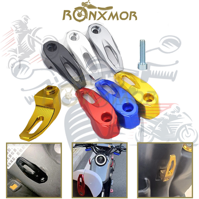 Ronxmor 1ชิ้น6มิลลิเมตรตะขออุปกรณ์มอเตอร์ไซค์หมวกกันน็อคแพ็คถ้วยตะขอกระเป๋าผู้ถือกรงเล็บจัดเก็บด้านหน้าด้านอลูมิเนียมอัลลอยด์หมวกกันน็อคตะขอแข็งอุปก