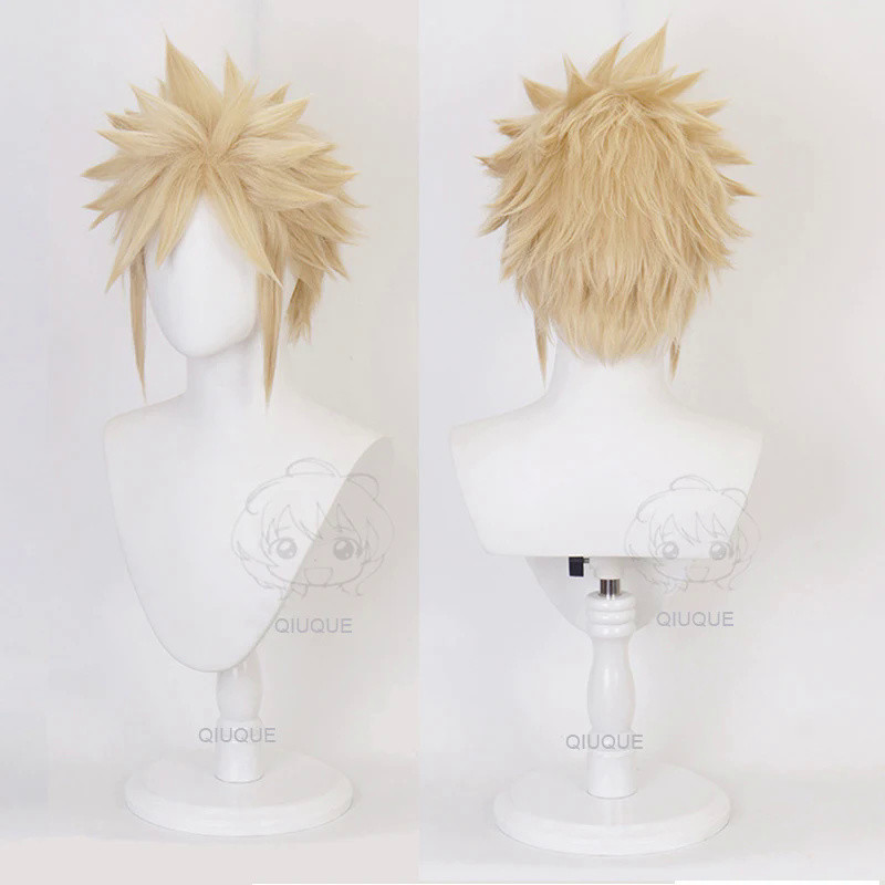 Anime Final Fantasy VII FF7 Cloud Strife Linen Blonde Cosplay Wig Heat Resistant Synthetic Hair Wigs