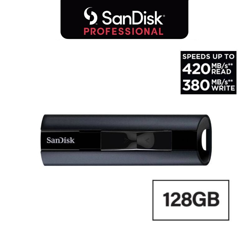 SanDisk Extreme Pro USB 3.2 Solid State Flash Drive 128GB Speed r420 w380MB/s (SDCZ880_128G_G46) DJ