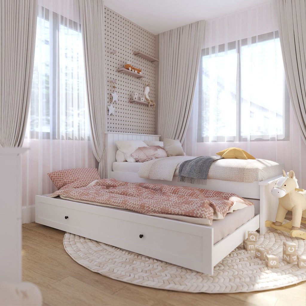 Koncept Furniture เตียง 3.5 ฟุต รุ่น Moneta สีขาว (124x210x100 ซม.)  แบรนด์ KONCEPT FURNITURE