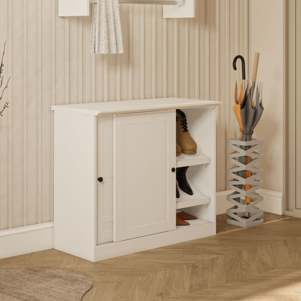 Koncept Furniture ตู้รองเท้า รุ่น Moneta สีขาว (90x45x80 ซม.) แบรนด์ KONCEPT FURNITURE