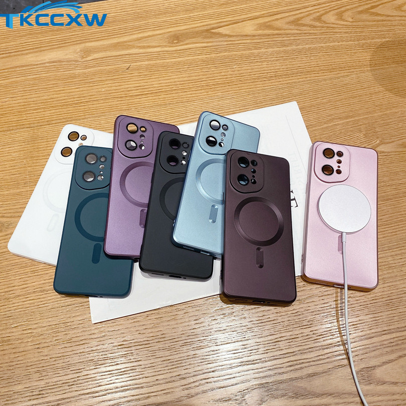 พร้อมเลนส์ Cameara Matte Magnetic Wireless Charging Case สําหรับ OPPO Find X5 เคสซิลิโคนกันชนฝาหลัง