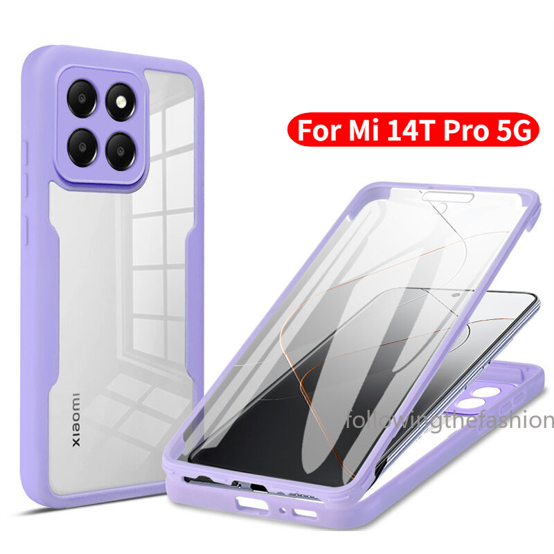สําหรับ Xiaomi Mi 14T Pro 5G Mi 14T 14 T 14TPro 14T Pro 4G 5G 2024 เคสโทรศัพท์ 360° อะคริลิคสองด้านป้องกันเต็มรูปแบบพร้อมการป้องกันเลนส์กล้องฝาครอบกันกระแทก