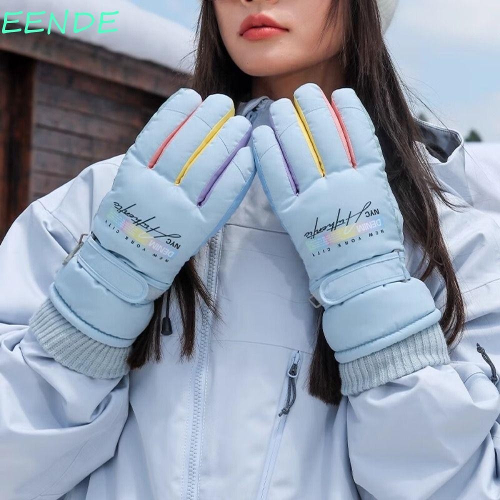 Eende ถุงมือสโนว์บอร์ด, ถุงมือเล่นสกีหน้าจอสัมผัสกันลม, กันน้ํานุ่ม Thicken Keep Warm ขี่ถุงมือสกี
