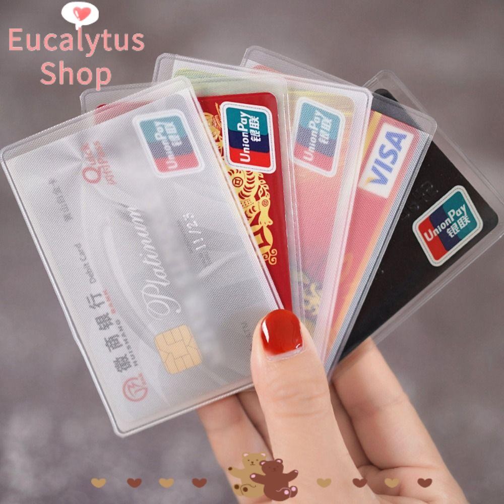Eucalytus1 10PCS Business Card, Translucent School Office Supplies ID Card Holder, Safety PVC Work Card Holder