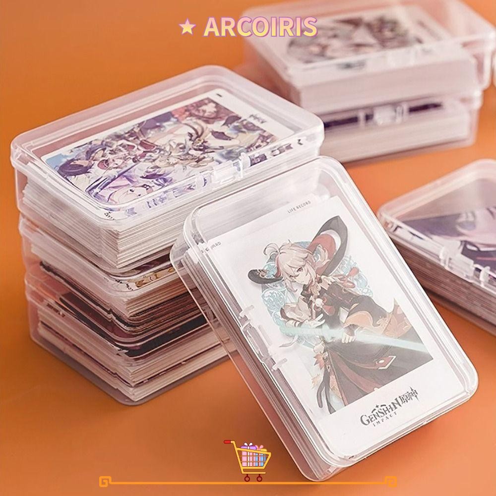 Arcoiris ฝาครอบการ์ดรูปถ่าย 1 ชิ้น, กล่องเก็บการ์ดป้องกันฝุ่น, ที่ใส่โฟโต้การ์ดแบบพลิกด้านบนของไอดอลเกาหลีคนดังโปร่งใส