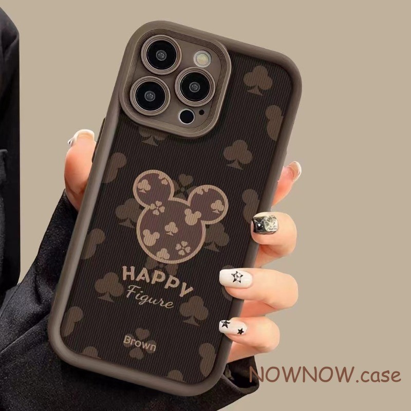 Iphone 16 15 14 13 12 11 Pro Max X XR XS Max 7 8 Plus INS น่ารักสีน้ําตาล Cool Mickey เคสโทรศัพท์ปกอ่อน