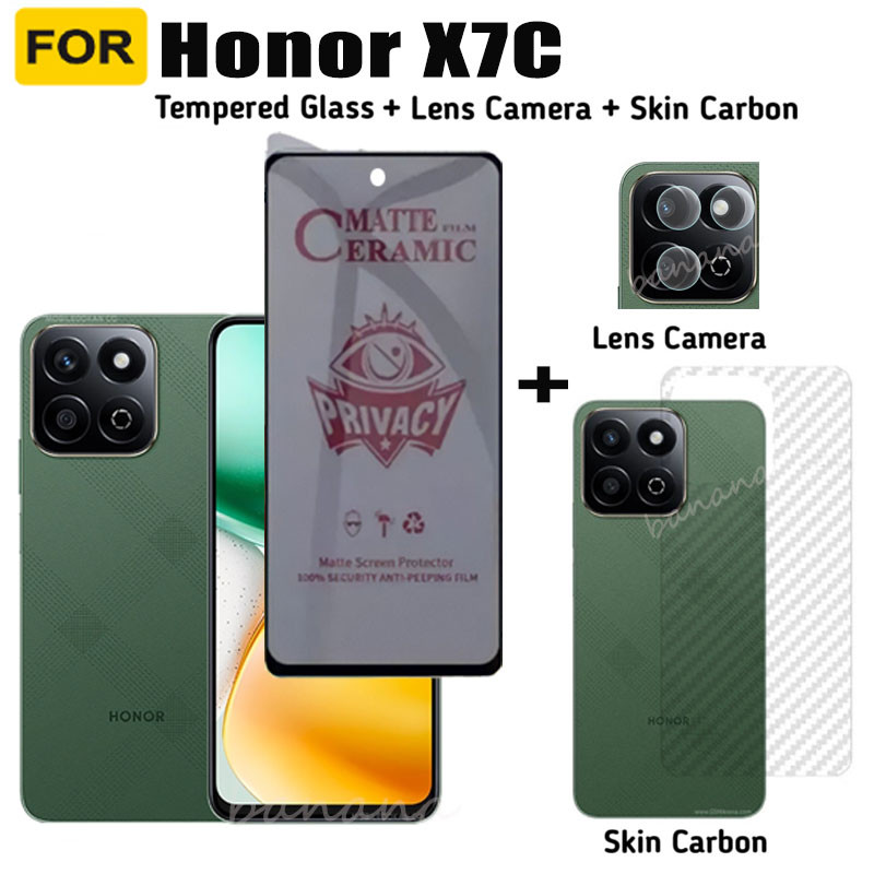 Honor X7C X7A X7B กระจกนิรภัยความเป็นส่วนตัว Honor X6A X6B X8A X8B ป้องกันหน้าจอ + กระจกเลนส์กล้อง +