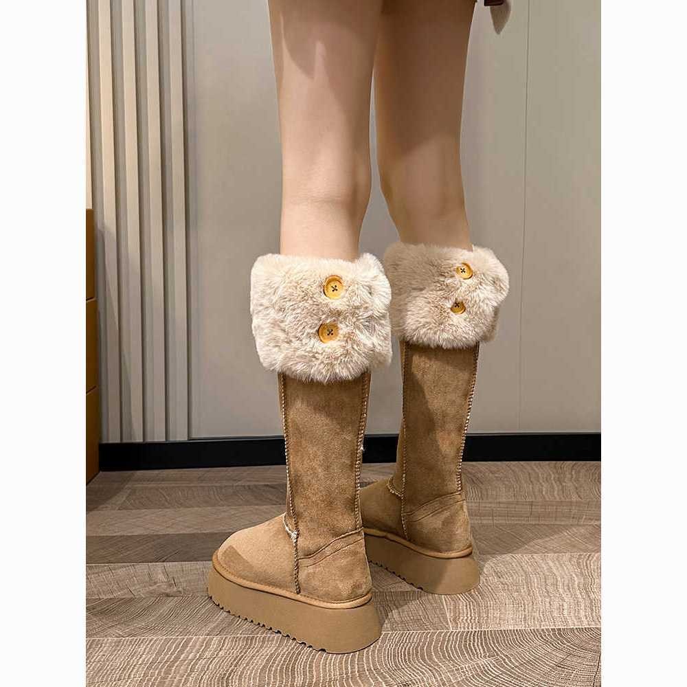 กระแส Mi Mid-Tube Boots รองเท้าบูทยาว Retro Commuter Square Toe สไตล์ใหม่