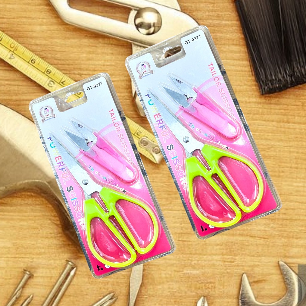 GT-0377 อุปกรณ์ใช้ในบ้าน ใช้ในสำนักงาน 1ชุด2ชิ้น กรรไกร 16 ซ.ม +กรรไกรตัดเศษด้าย