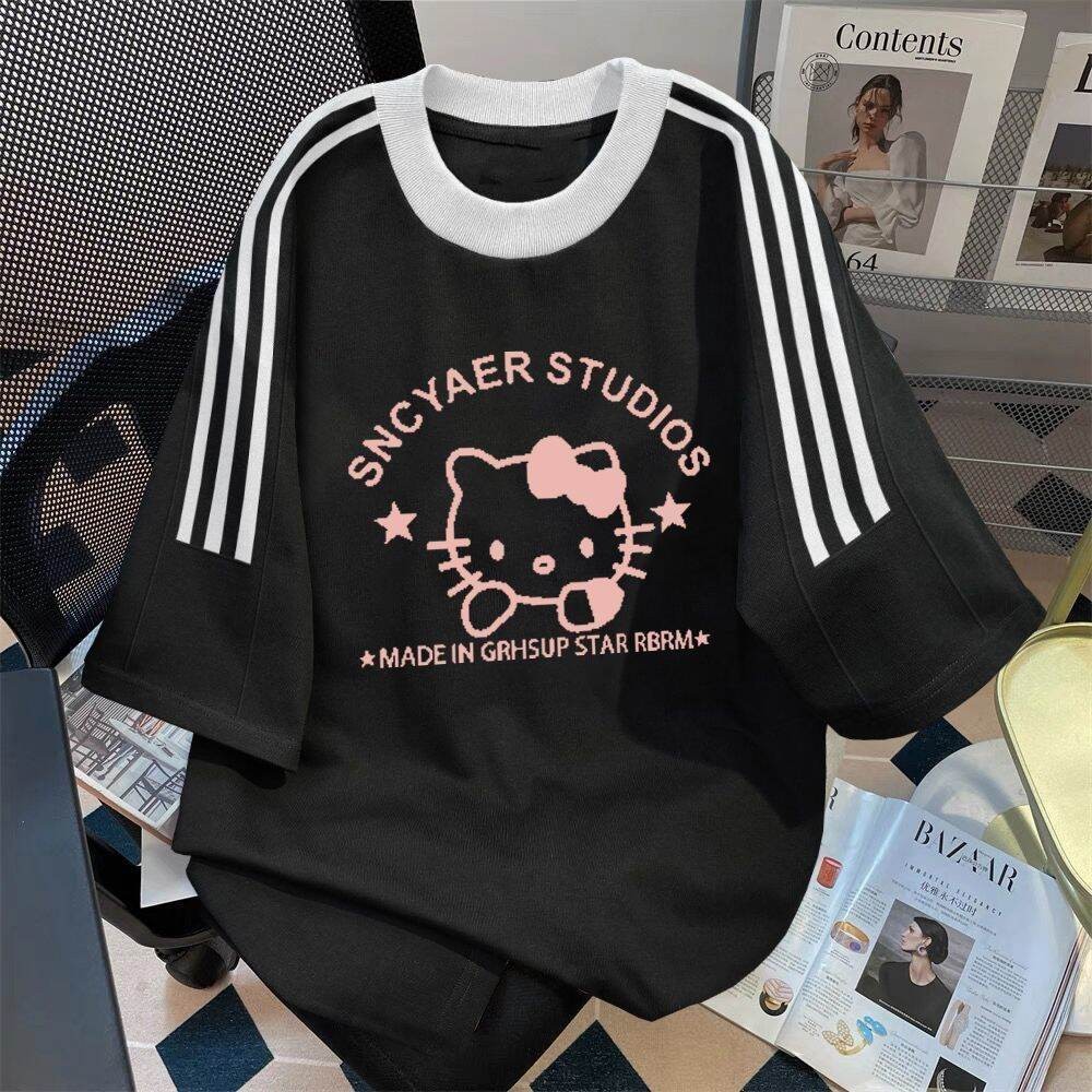 เสื้อยืดแขนสั้นสําหรับผู้หญิงหลวมด้านบน