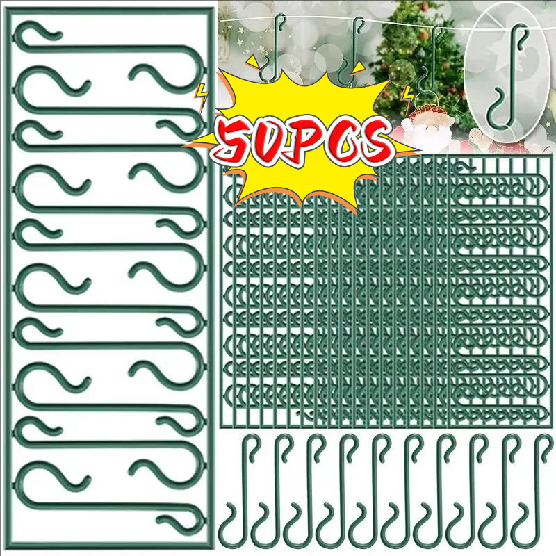 50 ชิ้นมินิตะขอพลาสติกรูปตัว S - เครื่องประดับคริสต์มาส DIY - ตกแต่งปาร์ตี้ปีใหม่ - จี้ต้นคริสต์มาสสีสันสดใสตะขอแขวน - สําหรับพวงหรีดคริสต์มาส, ไฟ, ลูกบอล