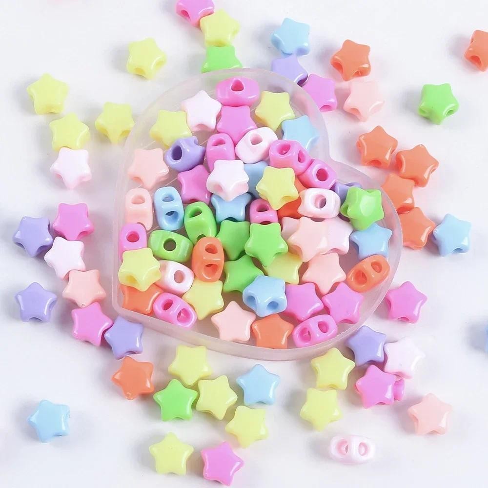 30ชิ้นที่มีสีสันดาวลูกปัดอะคริลิหลุมใหญ่ลูกปัดเครื่องประดับหลวมลูกปัดแฮนด์เมดทําเองสร้อยข้อมือจี้เครื่องประดับอุปกรณ์
