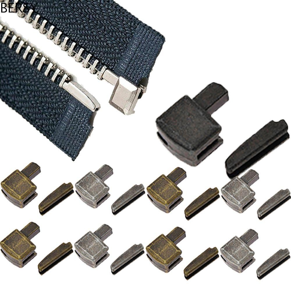 Besy Zipper Stopper Open End 10 ชุด/แพ็คอุปกรณ์ตัดเย็บโลหะ Silvery DIY เสื้อผ้า