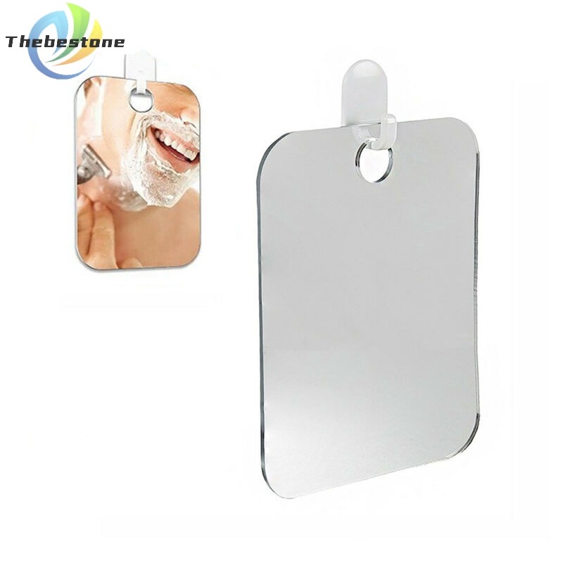 <Thebest> Fogless Shaving Cosmetic Shower Mirror Bathroom Anti-Fog Wall Vacuum Mount Hook
