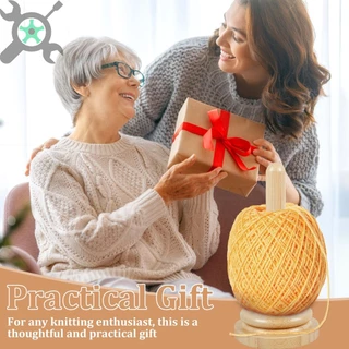 ไม้ผู้ถือเส้นด้ายไม้ไผ่หมุนได้ Skein Spinner Revolve Yarn Ball Stand Smooth Yarn Ball Holder Dispenser SHOPTKC5476