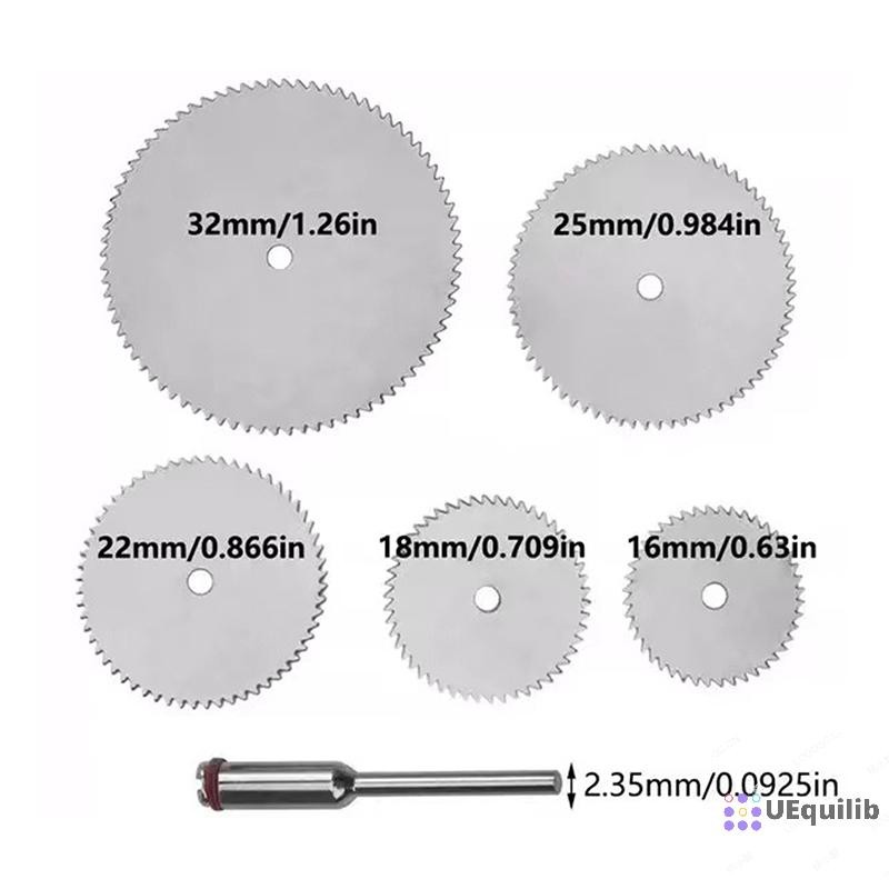 Uequilib 6 ชิ้น/เซ็ตสแตนเลส Slice โลหะ Cutg Disc 1 Mandre สําหรับเครื่องมือโรตารี่ 16 18 22 25 32 มม.Cutg Disc เครื่องมือใหม่