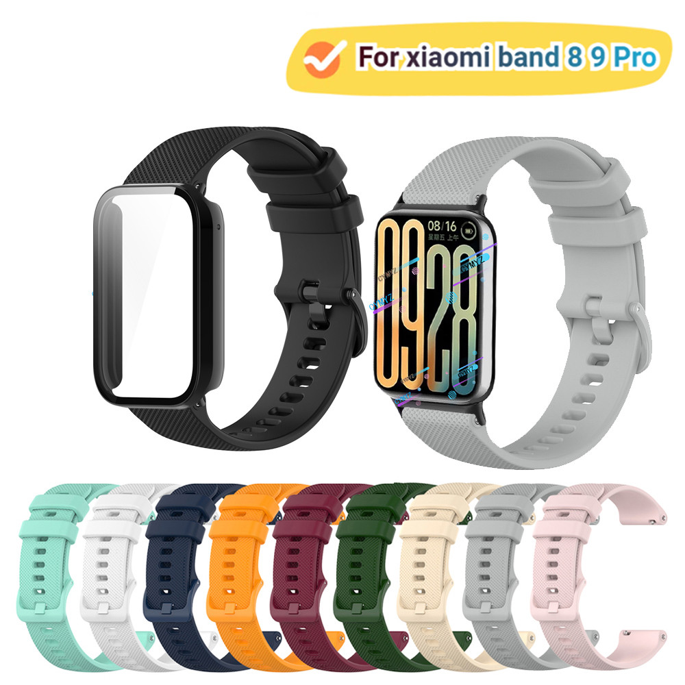 Xiaomi smart band 8 9 Pro สายซิลิโคนสําหรับ xiaomi band 8 9 Pro สายรัดข้อมือกีฬา xiaomi smart band 8 9 Pro กรณีป้องกันหน้าจอ