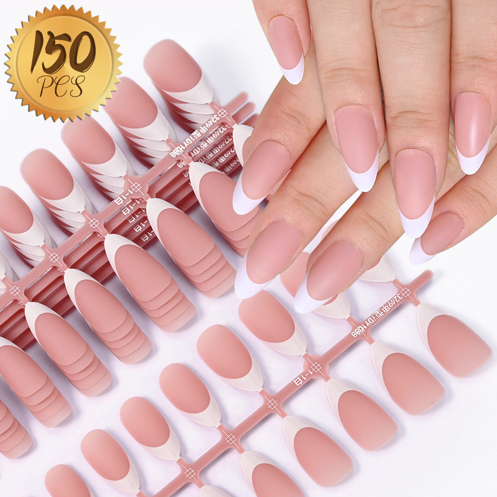 150 ชิ้นเล็บ Pre-aimed เคล็ดลับฝรั่งเศสกดบน Tip Primer และ