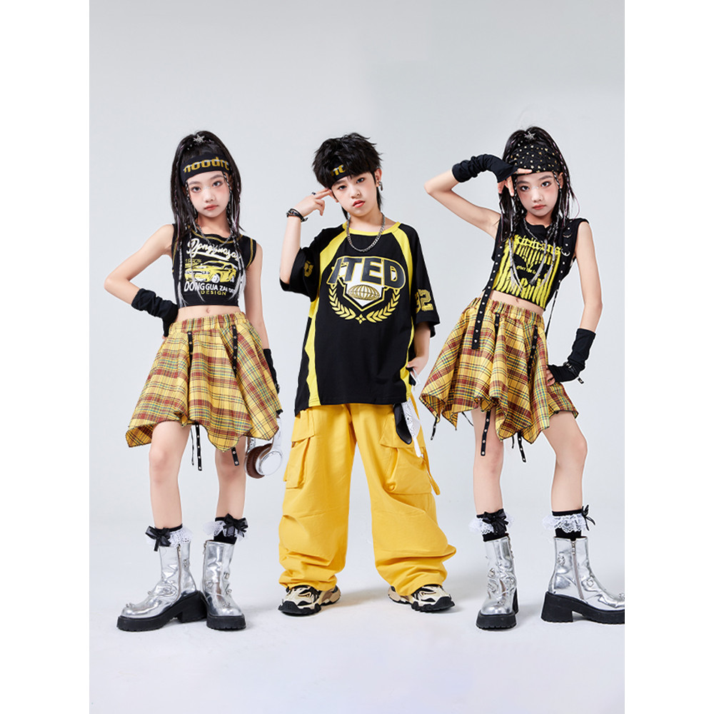 เด็ก Street Dance Performance เครื่องแต่งกายกระโปรงเด็กผู้หญิงสําหรับ Jazz Dance Girls แฟชั่น Belly Vest สําหรับเทศกาล Performance Boys Hiphop เครื่องแต่งกายเด็ก Retro Baggy เสื้อสูท