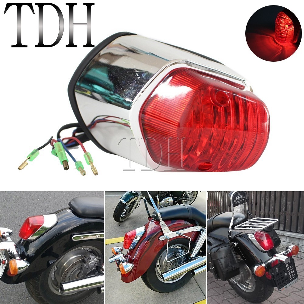 TH Motorcycle Taillight Brake Light for Harley Yamaha V-Star Honda VT GL Suzuki Boulevard C50/90 M50